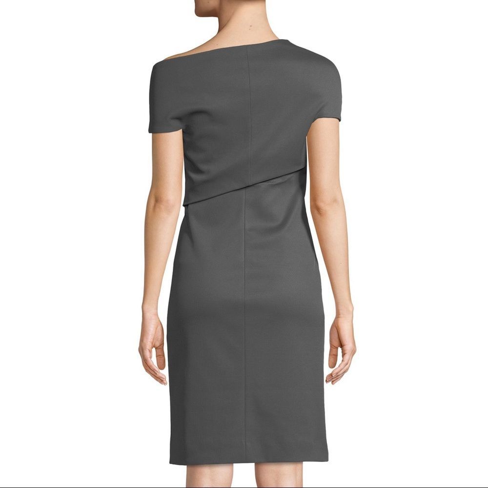 Helmet Lang Gray Twist Neck Ribbed Dress Large NWT - Picture 3 of 13